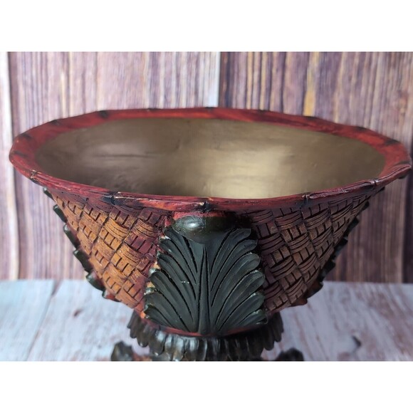 Rare  Exotic Artisan Ornate Footed Fruit Bowl  Pottery Centerpiece Heavy 4.4 lbs - Picture 15 of 17